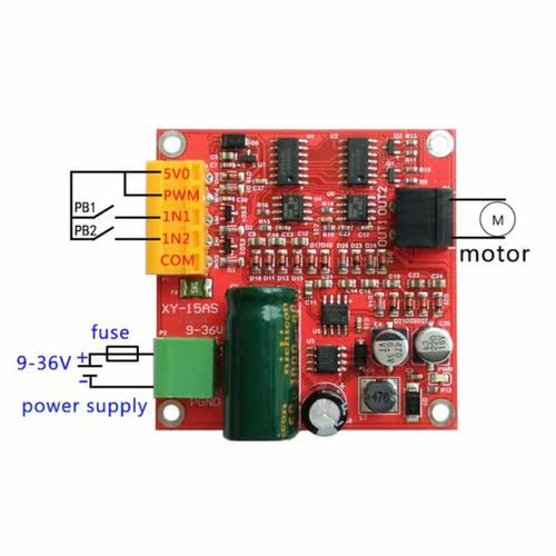 6-36V 15A High Power DC Motor Driver Board Precise PWM Speed