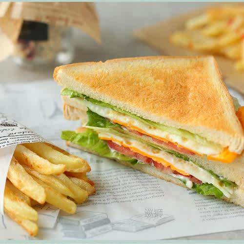 100pc Food Wrapping Paper English pattern Sandwich Burger Fr