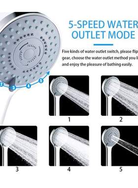 3 Pieces Shower Head Chrome Finish Surface 5 Mode Setting Ra
