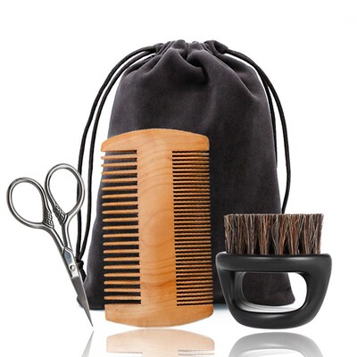Beard Comb Set Double Beard Oil Head Shape Beard Comb Brush