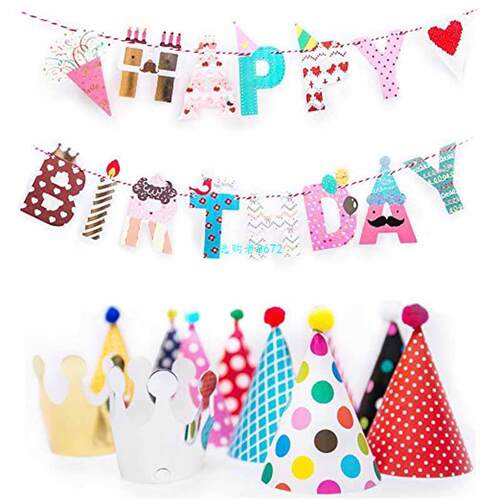 Happy Birthday Party Paper banner Garland boy girl first 1 2