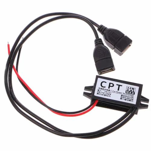 DC Voltage Converter 12V To 5V 3A Double 2 USB To Auto Power