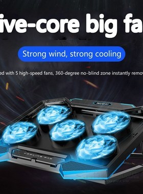 COOLCOLD 18inch Gaming Laptop Cooler Five Fan Led Screen Two