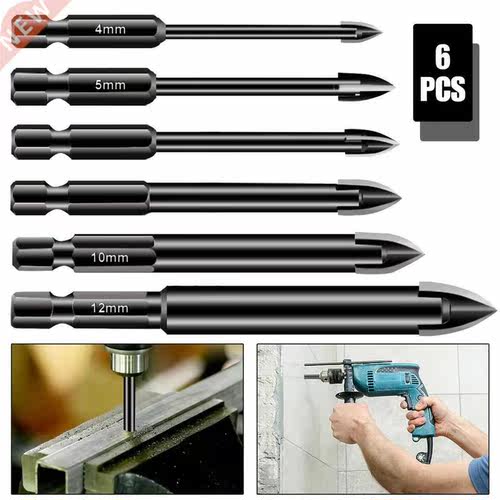 6Pcs/set 4-12mm Drill Bits Cbide Glass Tile Drill Bits Set