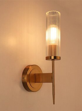 Europe Vintage Brass Metal Glass Shade Wall lamp Foyer Decor