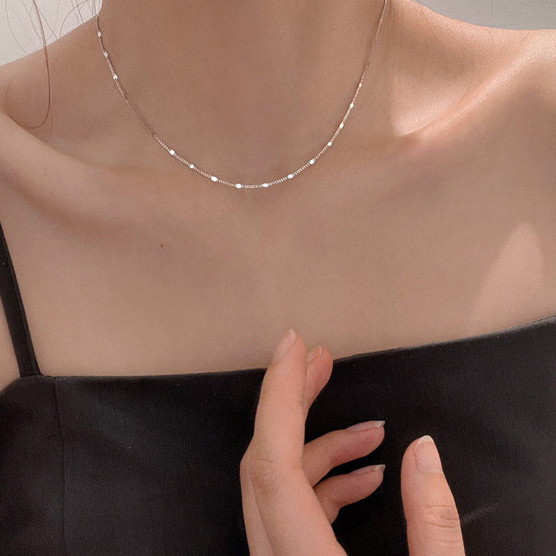Newrendy S925 Sterling Silver Choker Necklace Women Clavicle