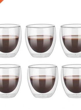 Set of 2/6 Double-layer heat-resiant tea Glass Coffee Cups