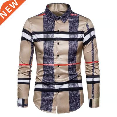 6XL 2022 Business Casual Plaid Shirt Men's Formal Wo