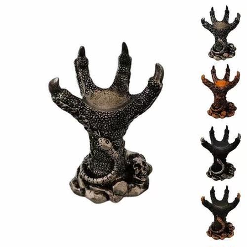 Dragon Claw Sphere Holder Relief Skull Snake Crystal Magic