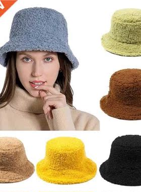 2021 New Hats for Women Autumn Winter Bucket Hats Lamb Plush