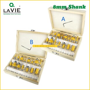 15pcs 8mm Router Bit Set rimng Straight Milling Cutter for W