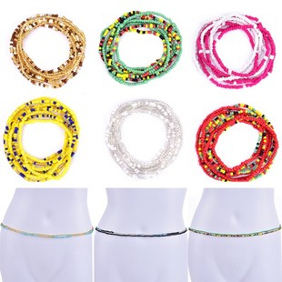 Double Row Beads Belly Waist Chains Bohemian Colorful Body C