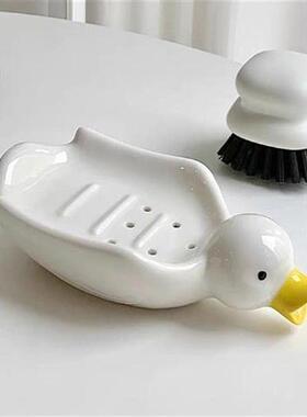 Duck Sink Soap Dish Drainable Ceramic Soap Holder Tray