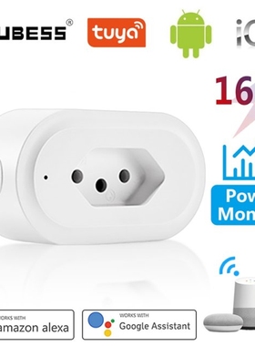 Aubess Tuya 16A Brazil Standard WiFi Smart Plug With Power M