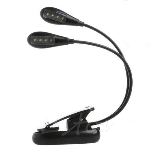 Clip-on Adjustable Dual Arm 8 LED Piano Music Stand Book Lig