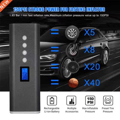 Portable Tire Inflator Air Compressor HandHeld 150PSI 2000mA