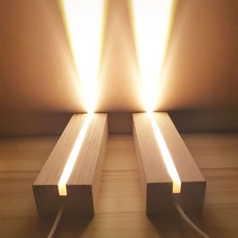 LED Lights Display Base Wooden Lighted Base Stand Lasers