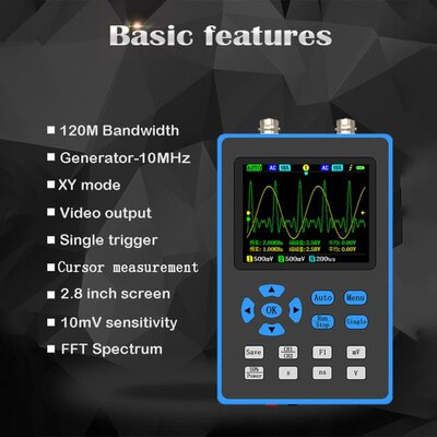 DSO2512G 120M Bandwidth Portable Handheld Dual Channel Oscil