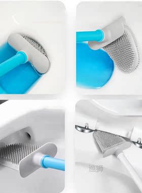 Silicone Toilet Brush Wall-Mounted No Dead Ends Cleaning Bru