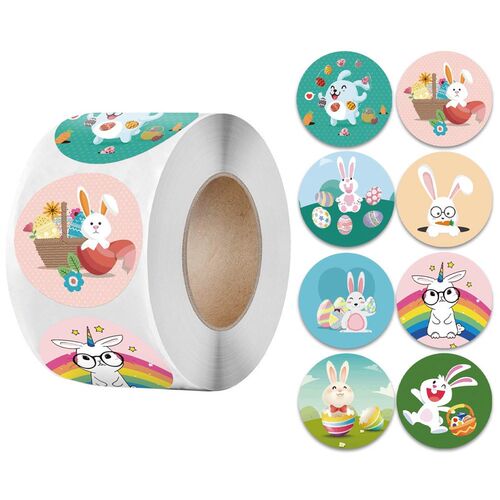 50-500pcs Happy Easter Self Adhesive Paper Sticker Cake Baki
