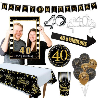 Cheer 40 Black Gold Balloon Happy Birthday 40 Years Balloons