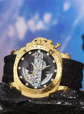 Big Mechanical Watches Men Top Brand Luxury Transparent Skel