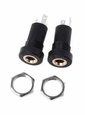 2PCS 3.5MM Audio Jack Socket 3 Pole Black Stereo Solder Pane