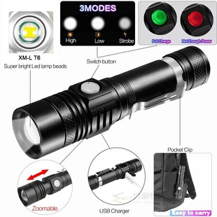 XHP50 LED Flashlight USB Rechargeable Powerful Most XHP70.2