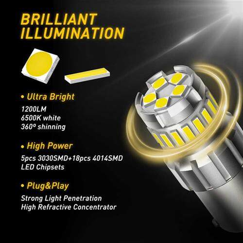 2Pcs 1200LM Canbus P21W 1156 BA15S LED Bulb For Skoda Superb
