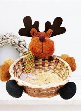Candy Wicker Basket Christmas Xmas Decor Elk Snowman Santa