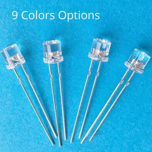 1000pcs 5mm Flat Top White Red Yellow Blue Green Emitting Di