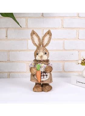 2021 Cute Straw Rabbit Bunny Easter Decorations Holiday Home