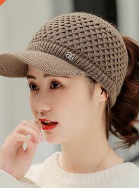 Baseball Caps Women Winter Thick Warm Twist Knit Hats Female