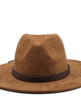 Solid color Suede fedoras panama hat felt hat for male Jazz