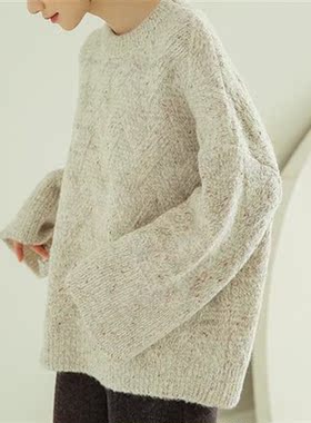 Thickened twist long sleeve knit sweater loose matching pull