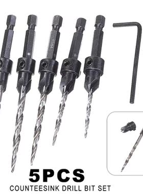 5pcs/set HSS 1/4 Hex Shank Screw Twist Drill Bits Set Drilli