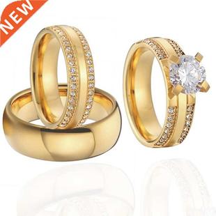 Classic 3pcs Wedding Rings Set for Couples men and women Lov