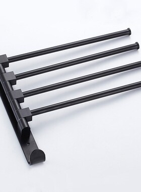 2/3/4/5-Arms Swivel Towel Bar with Towel Hooks, Black Bathro