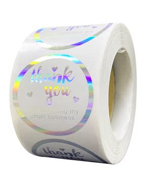 Multi-design Rainbow Laser Thank You Stickers 50-500pcs Roun