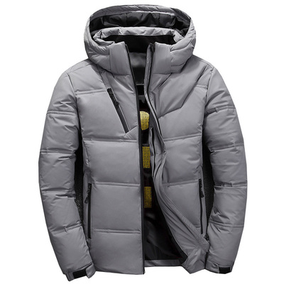 duck down jacket men short Warm Thick Quality Zipper Hooded