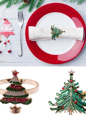 6pcs Metal Christmas Tree Napkin Rings Bow Flower Wreath Mou