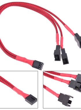 1Pc Red Computer Fan Line 1 To 3 Way 4Pin PWM Fan HUB Hub Fa