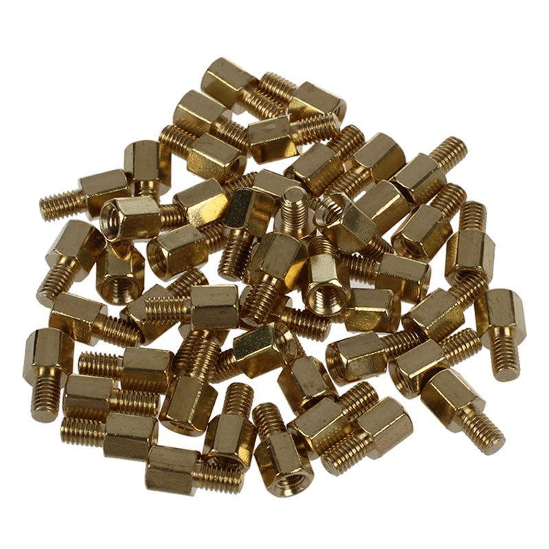 50 Pcs Brass Screw PCB Standoffs Hexagonal Spacers M3 Male x - 实物图