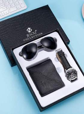 Men Luxury Watch Gifts Set For Wallet Quartz Wristwatch3pcs