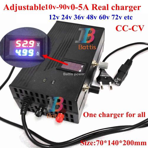 Adjust 10-90v 0-5A CC CV 48v 36V 42v 60v 72v 5A 37.8v 29.2v