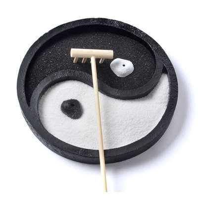Mini Zen Garden Sand Tray Yin Yang Tai Chi Bagua Diagram