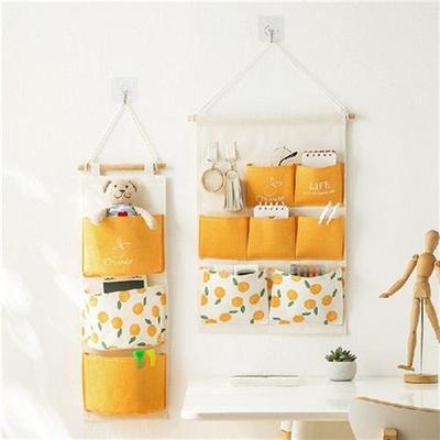 3/7 Pockets Cotton Wall Mounted Storage Bag Home Room