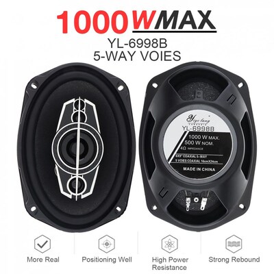 2pcs 6x9 Inch 1000W 5 Way niversal  Coaxial Auto Music Stere