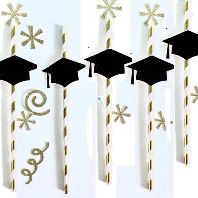 Class of  Graduation Cap straw Cake Topper High school