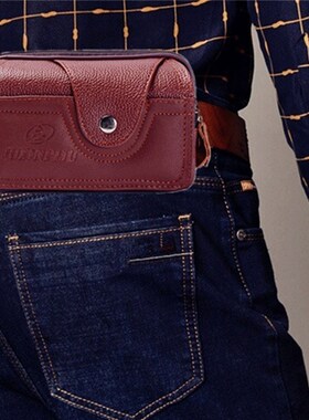 Man Waist Bag PU Leather Men Casual Design Small Waist Bag